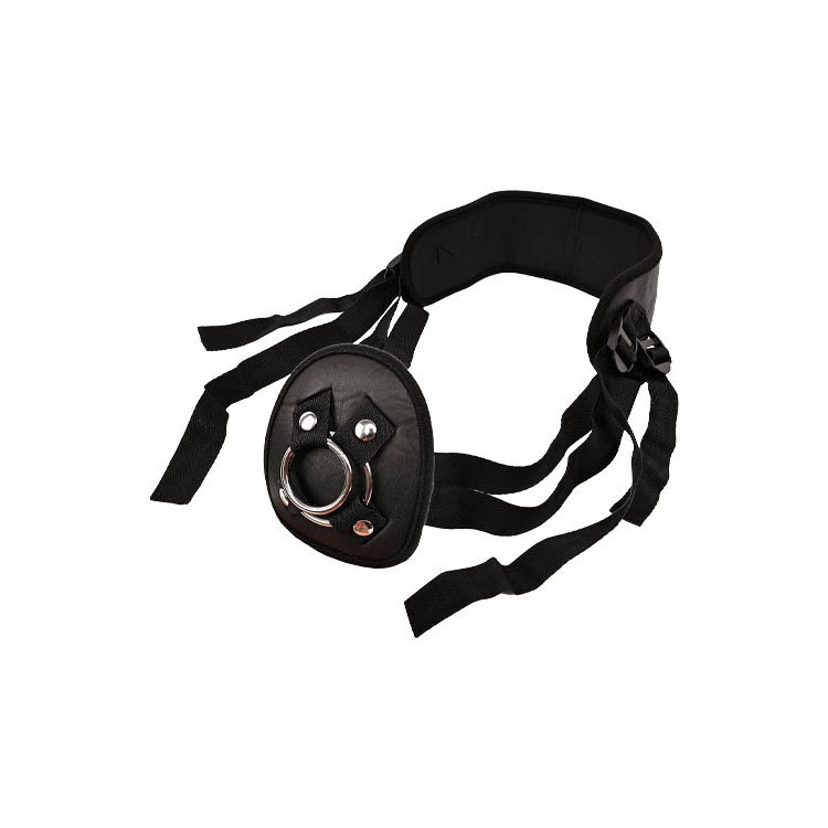 Adam & Eve Eve's Strap-On Harness in faux leather with two metal rings and adjustable straps